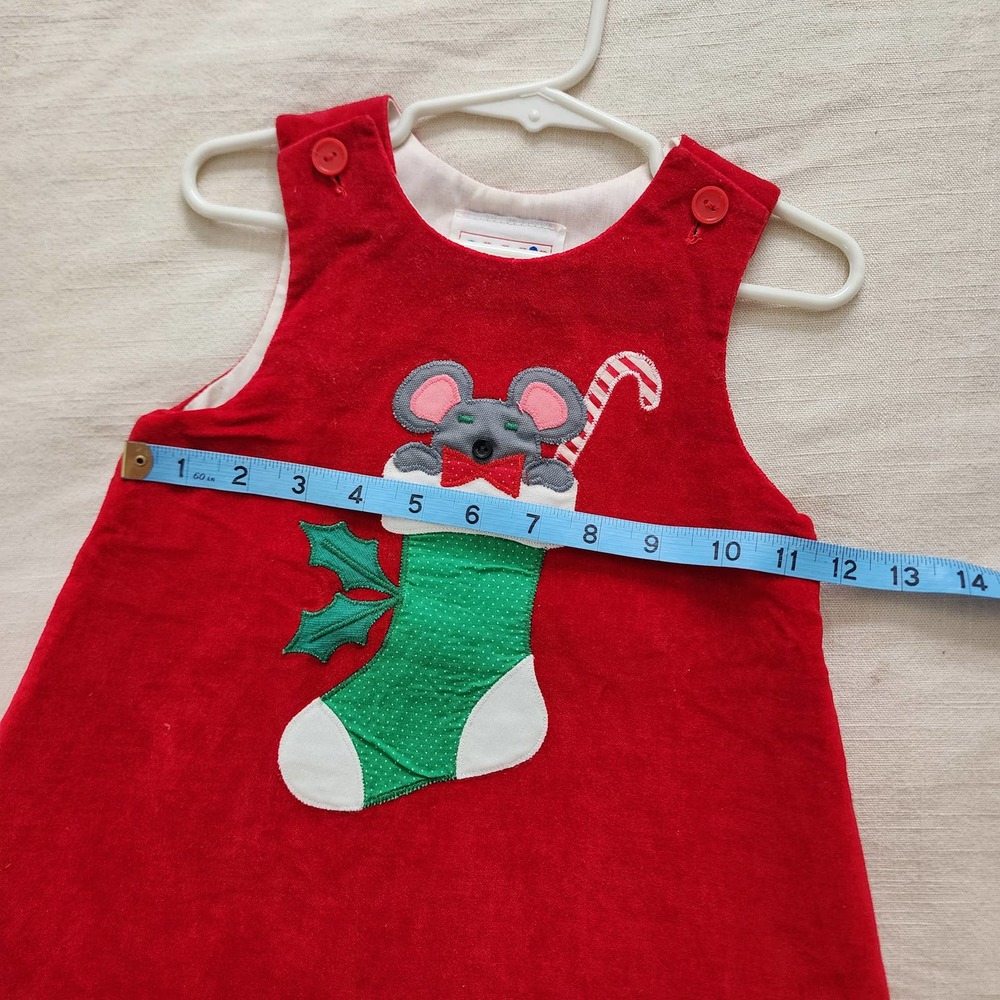 Vintage Christmas Stocking Mouse Dress 2t - Picture 4 of 7